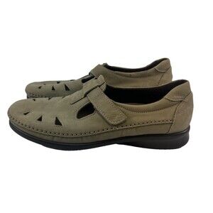 SAS Roamer EZ Strap Flat Comfort Taupe Nubuck Adjustable Cut Out Womens 10